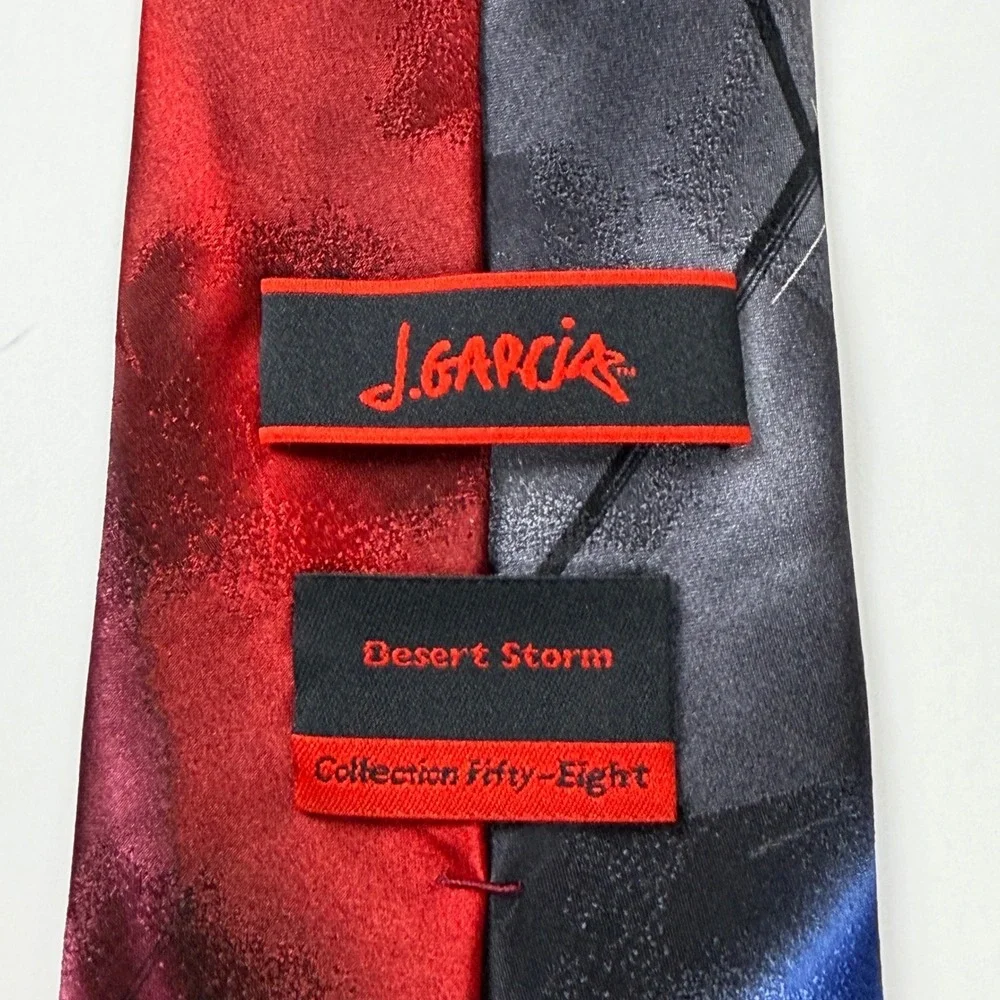 Vintage J. Garcia Red Blue Abstract‎ Desert Storm Collection 58 Silk Tie China